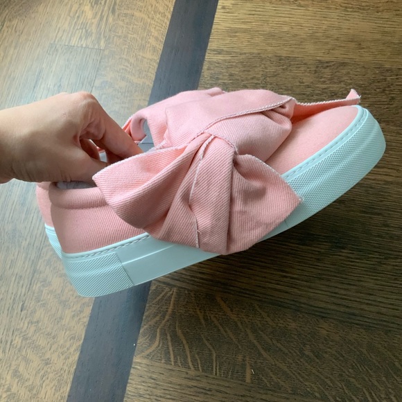 JOSHUA SANDERS SS Denim Bow Slip On Platform Pink Sneakers Size 6 NEW $650 MRSP - Picture 15 of 16